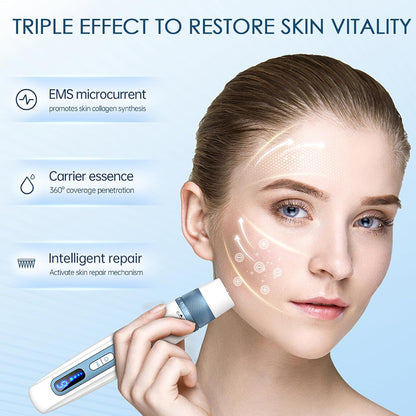 Draadloze Microneedling Pen – Dermapen – Serum Applicator – Essence Apparaat – Microneedling Apparaat – EMS Microstroom – LED Display Met 6 Snelheden En Verstelbare Naaldlengte 0-1,0 Mm
