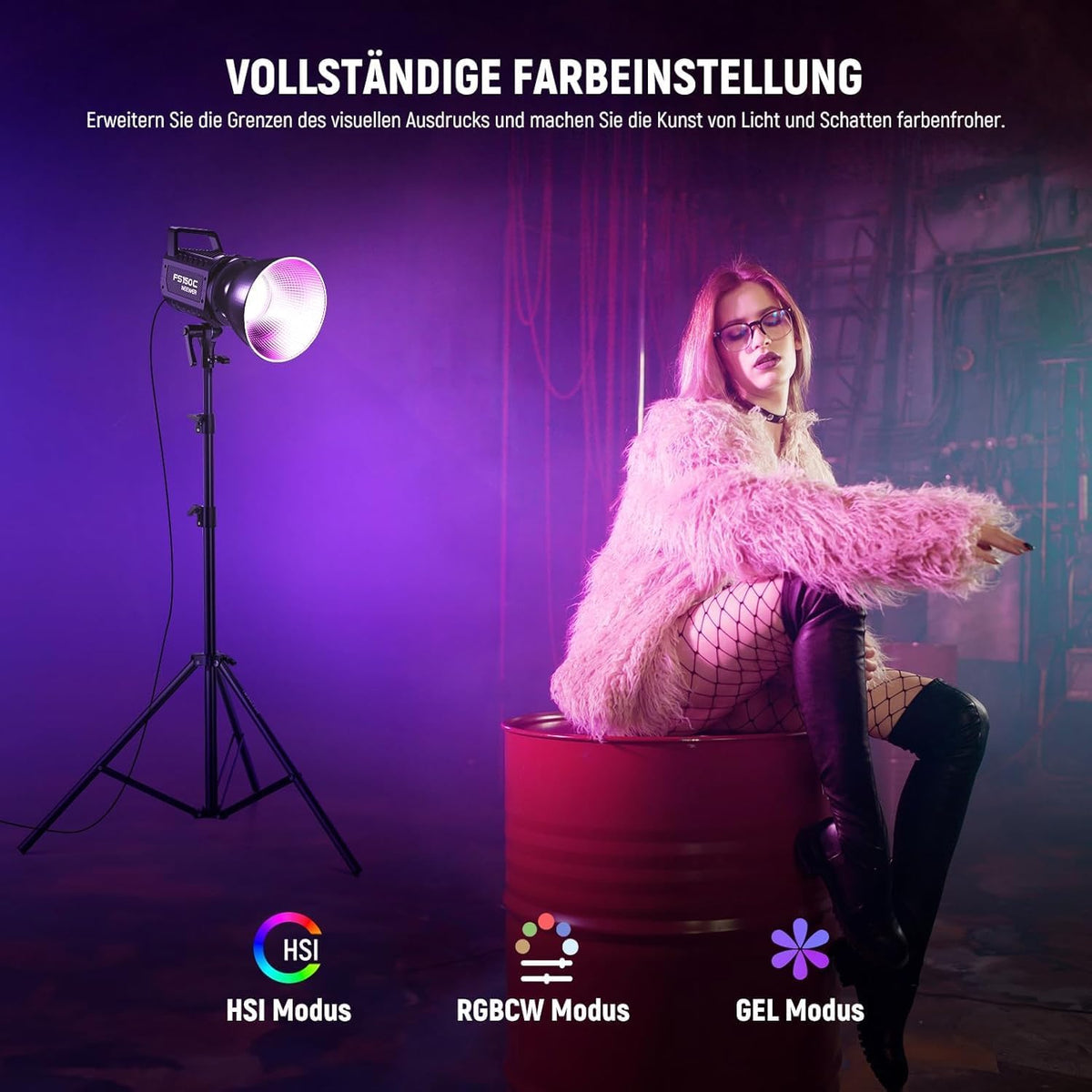 RGB LED-Videolamp – Videolamp – Fotolamp – Studiolamp – COB Lamp – 130 W, 2500-7500 K, 19800 Lux/1 M – App- En 2,4 G-Besturing Met 17 Effecten