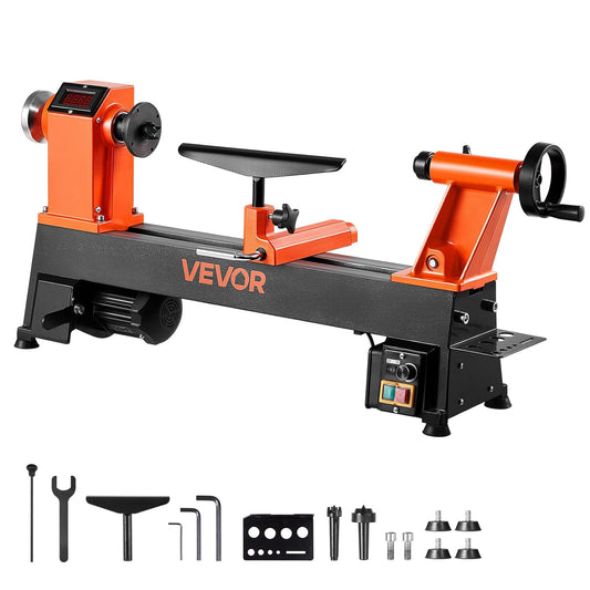 VEVOR Lathe 1 PS/750 W, Variable Speed Lathe from 0 to 3800 rpm, Lathe 304 x 465 mm Workbench Lathe for Beginners and DIY Woodworking