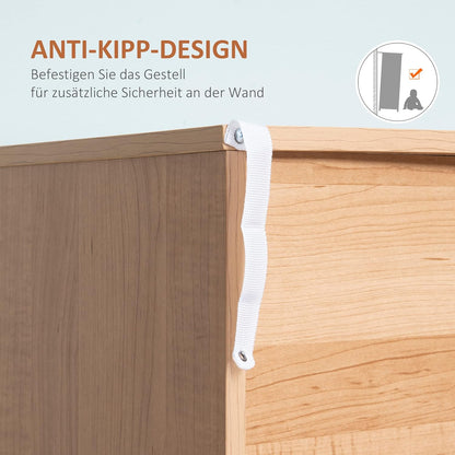 HOMCOM Chest of Drawers with 3 Drawers, Sideboard, Chest of Drawers, Cupboard, Multifunctional Cabinet, Living Room, Dining Room, Scandinavian Design, White and Natural, 80 x 39 x 80 cm - QUORE