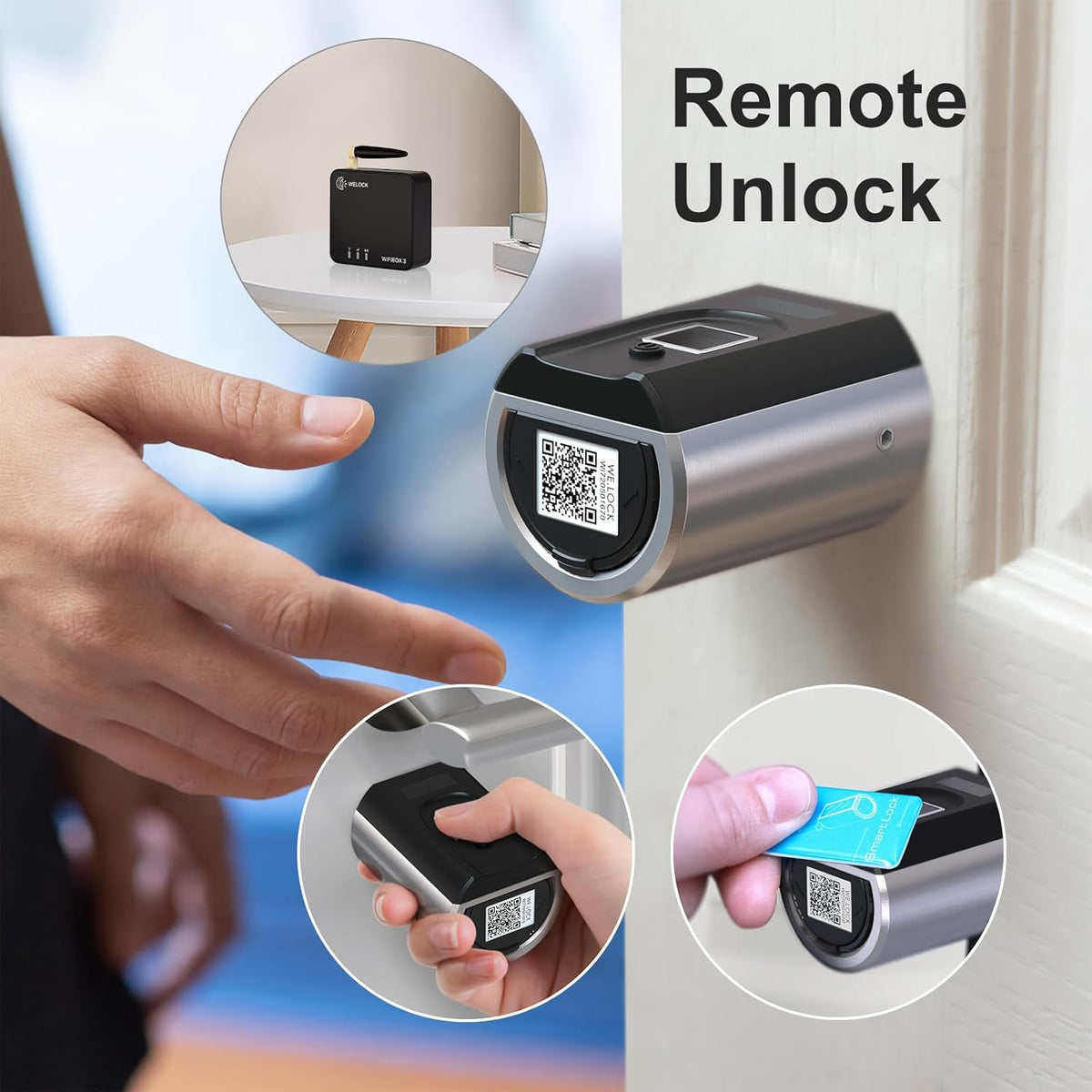 WELOCK Vingerafdruk Elektronisch Deurslot Voordeur SECBN51WIFIBOX 3, RFID-Kaart Transponder, Ble APP WIFI Werkt met Alexa IP65 Voor 30-70mm Deur Gateway Combikit