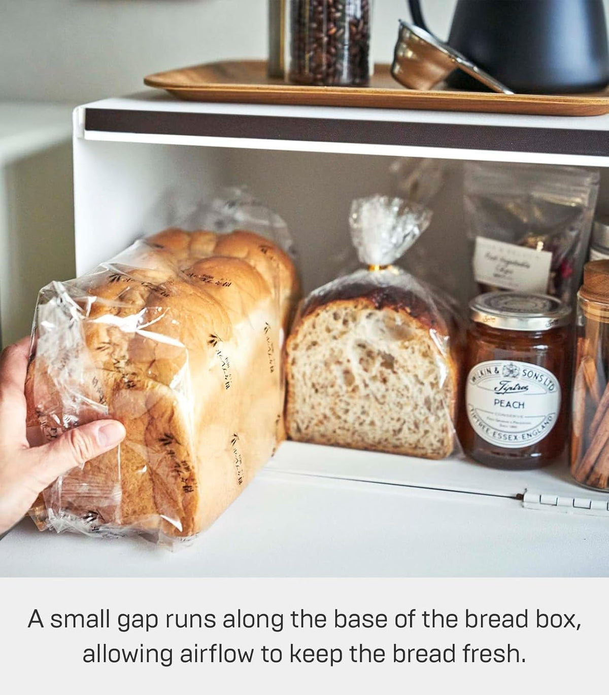 Yamazaki 4352 TOWER Bread Case, white, Steel, 40 x 34.5 x 24 cm