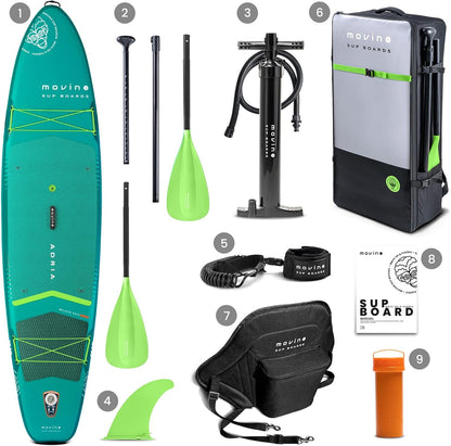 Movino Stand Up Paddle Board – 2-in-1 SUP Kayak Inflatable – Load Capacity Up To 165 kg Set With Accessories Paddle – 350 x 83 x 15 cm – Adria 11'6"