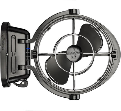 SEEKR Sirocco II, 7010CABBX, 3-snelheden, 360 graden luchtstroom, directe draad-gimbalventilator, 125/185 CFM, 12/24V, zwart, 17,8 cm blad