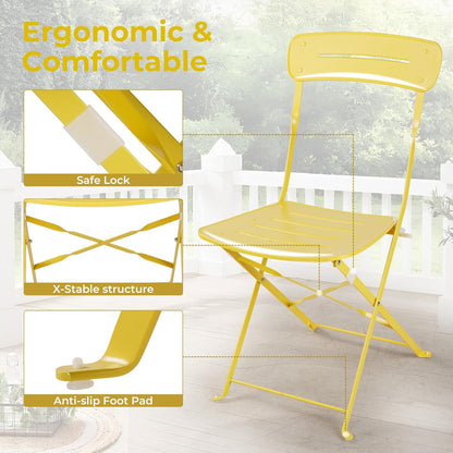 Grand patio Bistrotafel met 2 stoelen, balkonmeubelset, 3-delig, terrasmeubels, weerbestendig, bistroset, balkon, tuin, meubelset voor klein balkon (geel)
