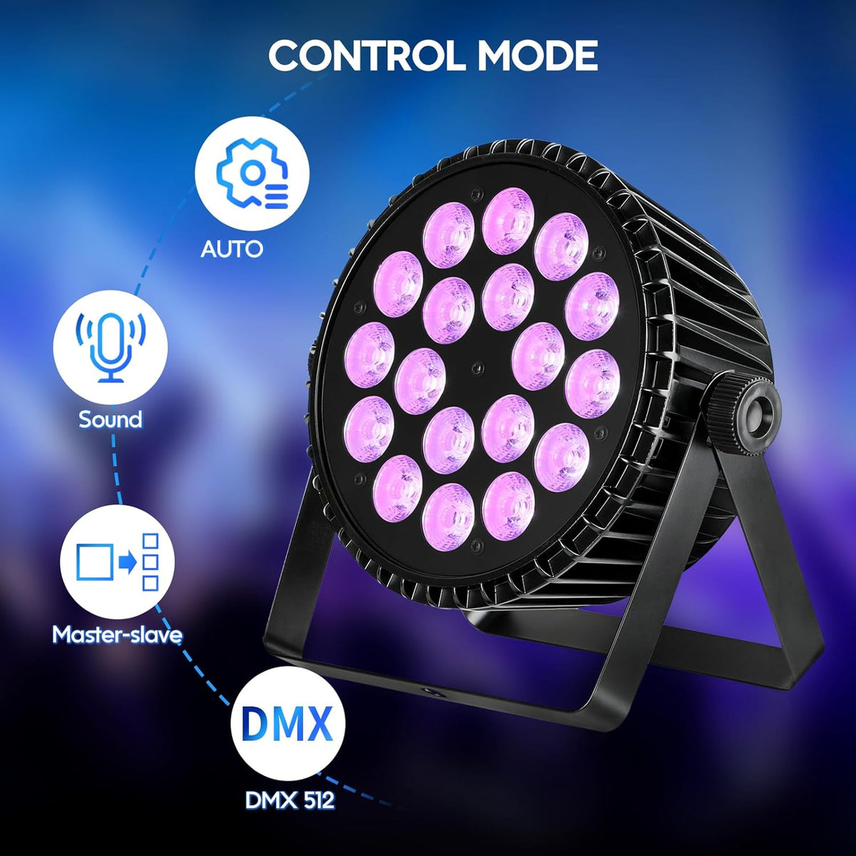 BETOPPER 6-in-1 led-projector, 18 x 18 W, RGB, vijl, amber, UV, scene licht, stroboscoop/wash, podiumverlichting, DMX 7/11CH DJ avondlichtspel, voor feest, bar, bruiloft, festival (1 stuk)