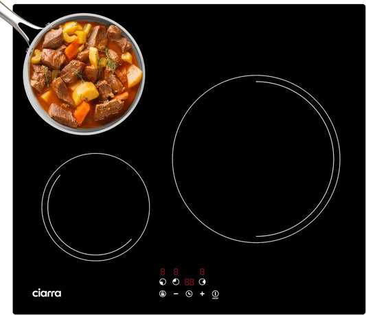 CIARRA CABBIH3-E Kookplaat met inductie, 3 kookplaten, 5600 W, inbouwkookplaat, touch-bediening, 9 niveaus