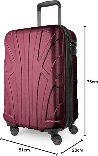Suitline Kofferset 3 delig ABS harde schaal handbagage 55 cm middel 66 cm groot 76 cm uitbreidbaar met TSA slot 4 dubbele wielen telescopische handgreep, Bourgondië