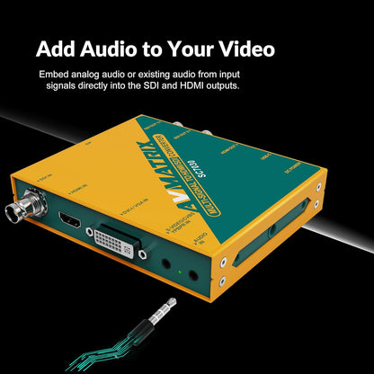 AVMATRIX Multisignaal naar SDI/HDMI videoconverter, 3G/HD/SD-ondersteunde SDI-formaten, her-clocking, equalizatie, signaalretiming 1080p @60Hz (SC7030)