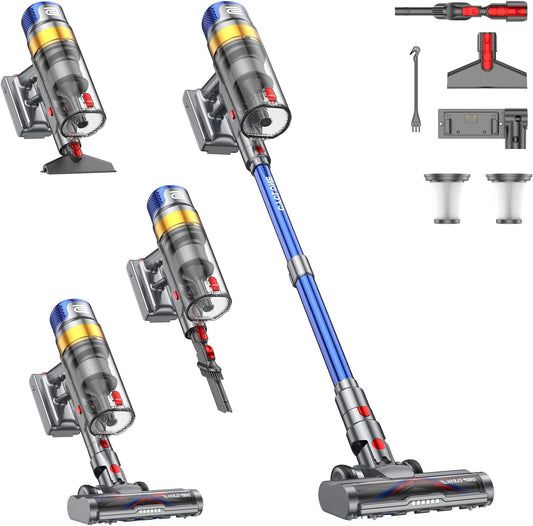 Draadloze Steelstofzuiger – Stofzuiger Zonder Snoer – Steelstofzuiger Accu – Snoerloze Zuiger – Handstofzuiger – Krachtige Zuigkracht 48 KPa – 70 Min Batterijduur Met LED Display - QUORE