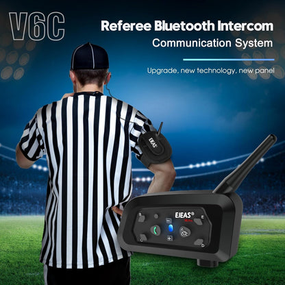 EJEAS V6C 2 stuks professionele voetbal scheidsrechter Bluetooth-intercom, 1200 m, voor 2 personen in duplex voor voetbal- en handbalscheidsrechters