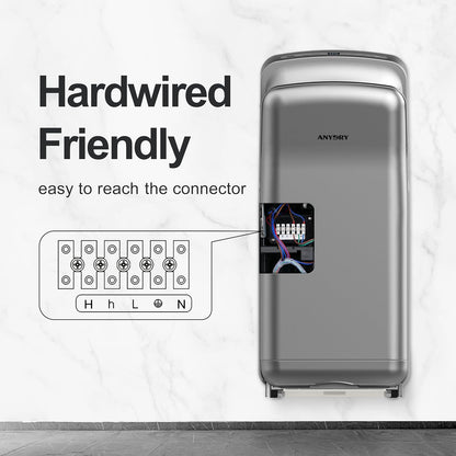 anydry 2005H Handdroger, Commerciële Elektrische Handdroger, met HEPA-filter, Super Krachtig, 7-10 Seconden om te Drogen, 1750-2050W (Zilver)