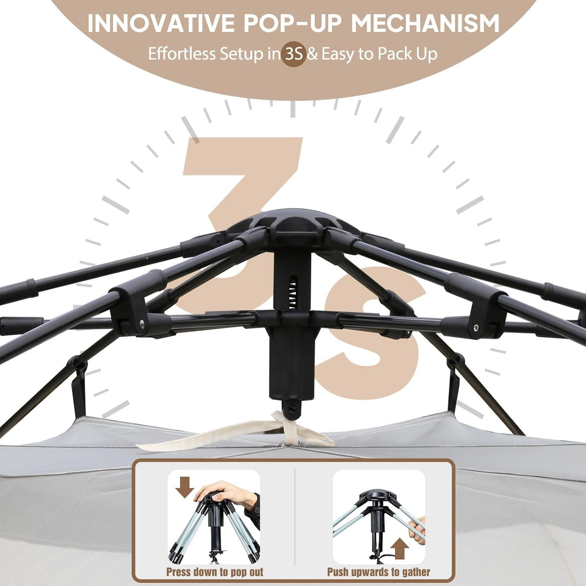 Chihee Pop-up staande tent, campingtent, familiekabinetent met luifel, veranda, 3-persoons, outdoortent met schermruimte, grote capaciteit, waterdicht en winddicht, eenvoudige opbouw, wandelen
