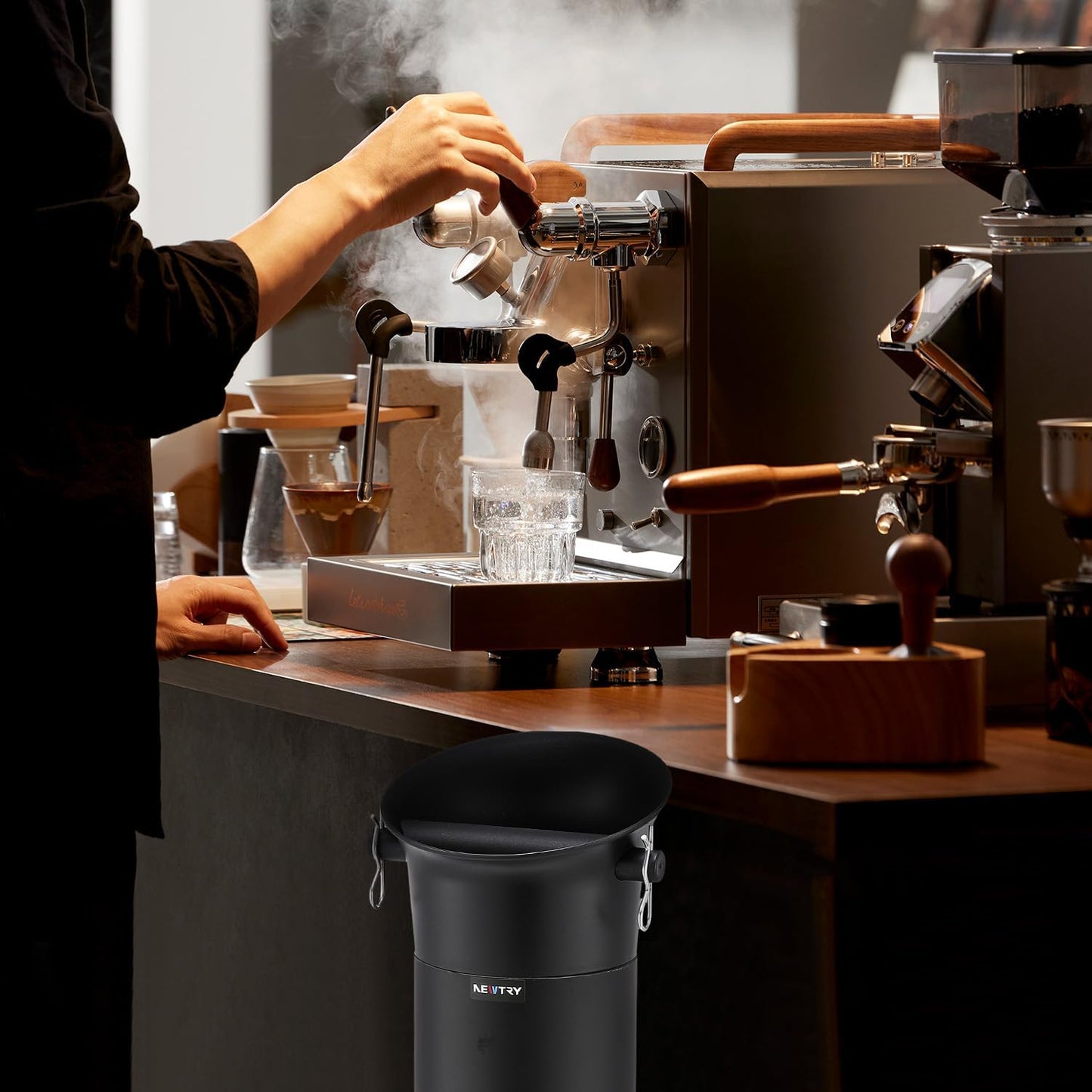 Koffieprut opvangbak – Koffiedik container – Knockbox – Barista afvalbak – Espressoprut bin – 19 Liter inhoud – Robuust rubberen staal