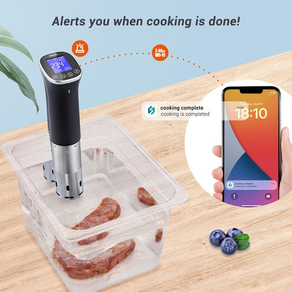 Sous Vide, Sous Vide Stick ISV-300W WLAN Professioneel keukenapparaat, 0-90℃ lage temperatuur garen | APP-recepten, IPX7 waterdicht, ±0,1 °C nauwkeurige en constante temperatuur