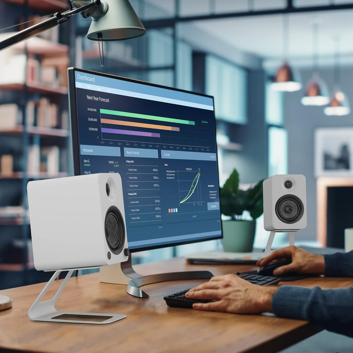 Kanto YU4MW luidsprekers met Bluetooth-voeding - 140 watt - Phono-voorversterker (matwit)