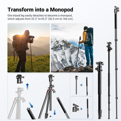 NEEWER Overhead horizontale camerastatief Monopod met kogelkop en flexibele middenkolom, 90 inch hoge metalen DSLR video-reisstandaard, Arca-type QR-plaat en omgekeerde poten, maximale belasting 15