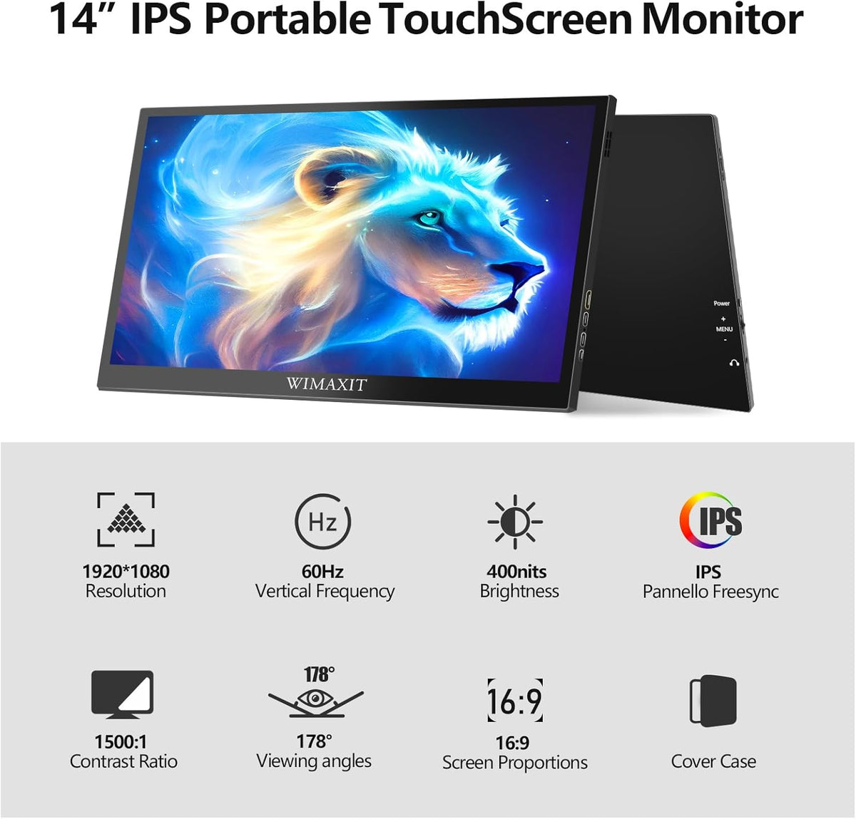 Draagbare Touch Monitor – Mobiel Scherm – Extern Display – Laptop Monitor – Gaming Monitor – 14 Inch Full HD IPS – 10-Punts Touchscreen met USB-C en Mini HDMI