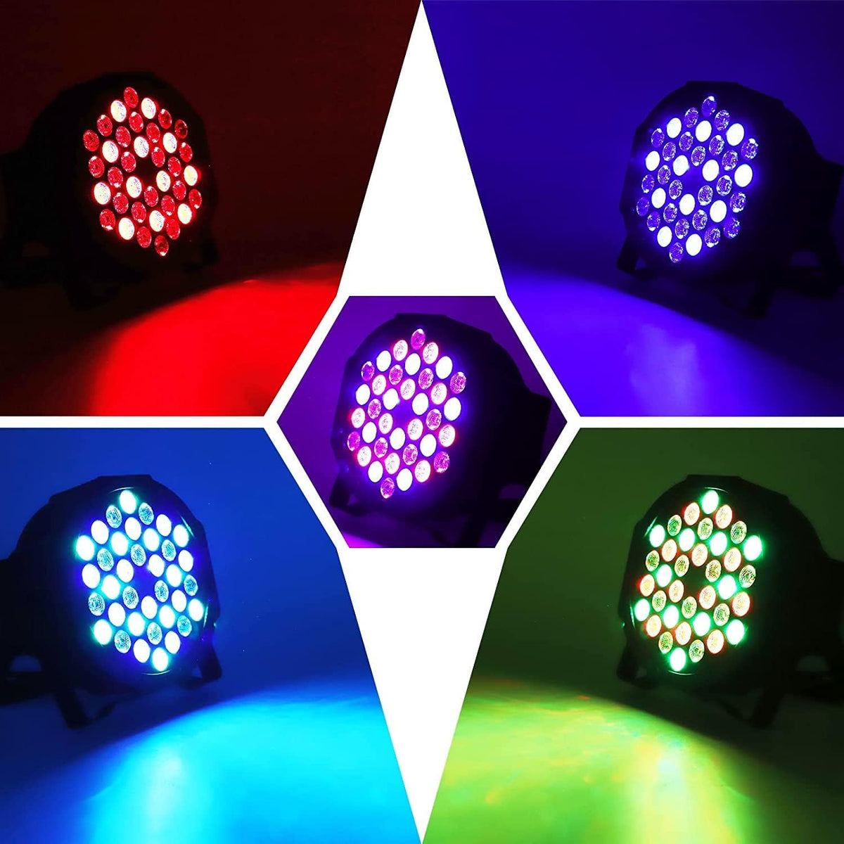 U`King Set van 8 led-schijnwerpers, 36 leds, podiumverlichting, RGB met afstandsbediening, discolicht, schijnwerper, verlichting, bewegende kop voor stage, DJ, party, show, bar, Halloween, Kerstmis