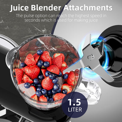 Blender Multifunctionele keukenmachine, 1800 W, professionele universele elektrische vleesmolen met mixer, glas 1,5 l, 3 hakplaten, roestvrijstalen kom 5,5 l
