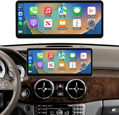 Road Top CarPlay Scherm, 12,3 inch ultrasmal Car Radio Touchscreen voor Mercedes Benz GLK klasse X204 met NTG4.5/4.7 Systeem (2013-2015 jaar), Car Stereo Compatibel met CarPlay/Android Auto