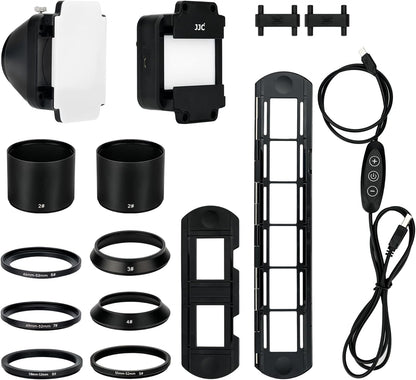 JJC 35mm Negatieve Filmscanner, Adapter voor Filmdigitalisering met LED-lichtset, Dia- en Filmhouder voor Negatief Kopiëren. Film Herstellen naar Digitale Foto's, Film en Diascanneraccessoires