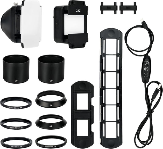 JJC 35mm Negatieve Filmscanner, Adapter voor Filmdigitalisering met LED-lichtset, Dia- en Filmhouder voor Negatief Kopiëren. Film Herstellen naar Digitale Foto's, Film en Diascanneraccessoires