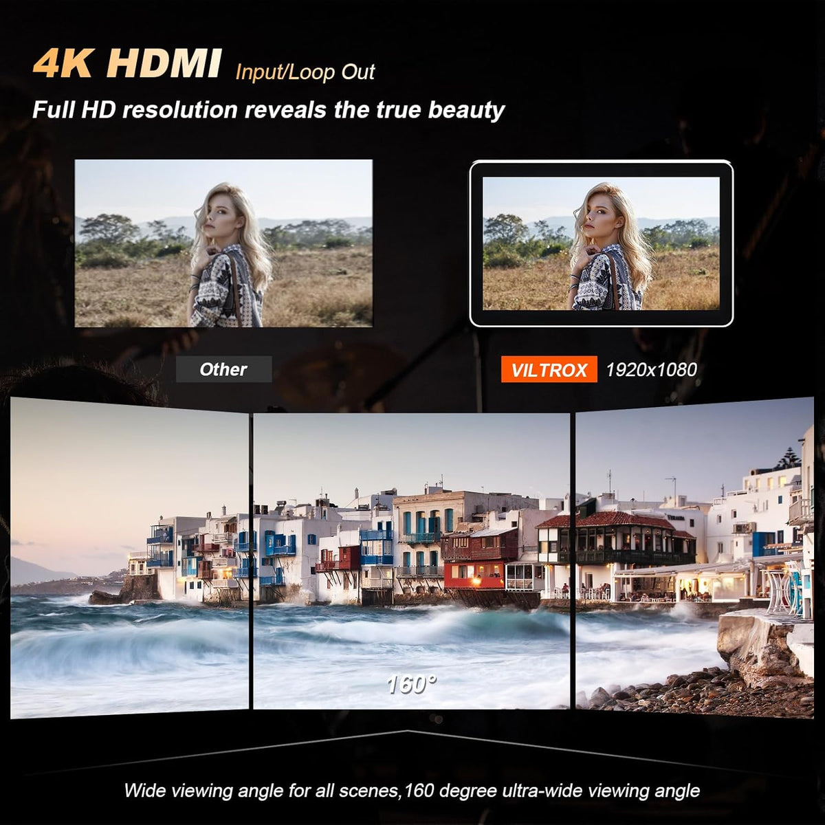 VILTROX DC-X3 DCX3 camera Field Monitor Touchscreen 2000Nit 4K 6 inch HDMI camera monitor met batterij Full HD 1920x1080 IPS 3D LUT met zonnekap, opbergtas voor Sony Canon Nikon DSLR