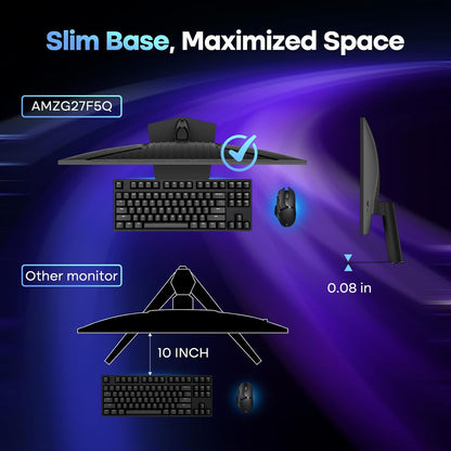 Amzfast 27 inch gaming display QHD 2560 x 1440 200 Hz, Fast IPS scherm, sRGB 132%, HDR 450cd/m², geïntegreerde luidsprekers, 1MS MPRT, VESA 100X100, HDMI 2.0/DP 1.4 - AMZG27F5Q