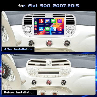 Hikity - Android autoradio met 7 inch scherm voor FIAT 500 2007-2015 autoradio met navigatie Bluetooth handsfree systeem touch display autoradio met WiFi/RDS/FM/USB/Spiegel/Canbus (wit)