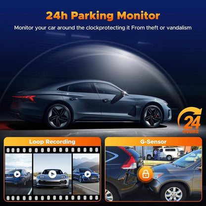 Volam 9,26'' draadloze Carplay Screen Araagbare autoradio met 4K Dash Cam, 1080p Achteruitrijcamera, A-pple Carplay Android Auto, Mirror Link, Loop Recording, GPS-navigatie, AUX/FM