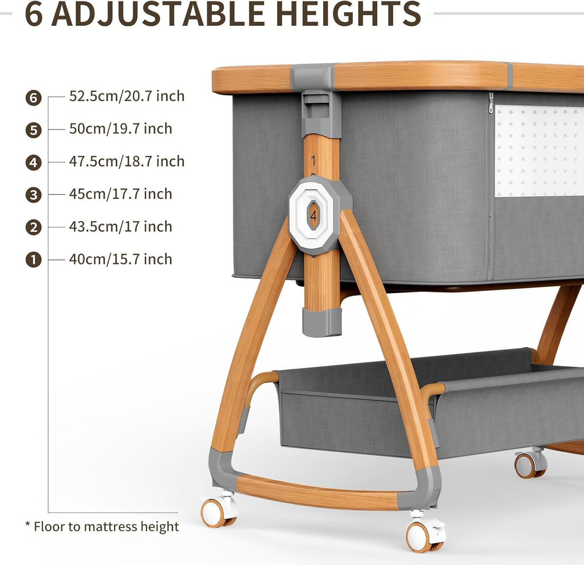 Cododo babybed, 3-1 wieg Cododo 6 Posizioni Regolabili, 4 Ruote Bloccabili Con Materassi Morbidi Babywieg Compatibel met Con Un'ampia Gamma di Tipi di Lett
