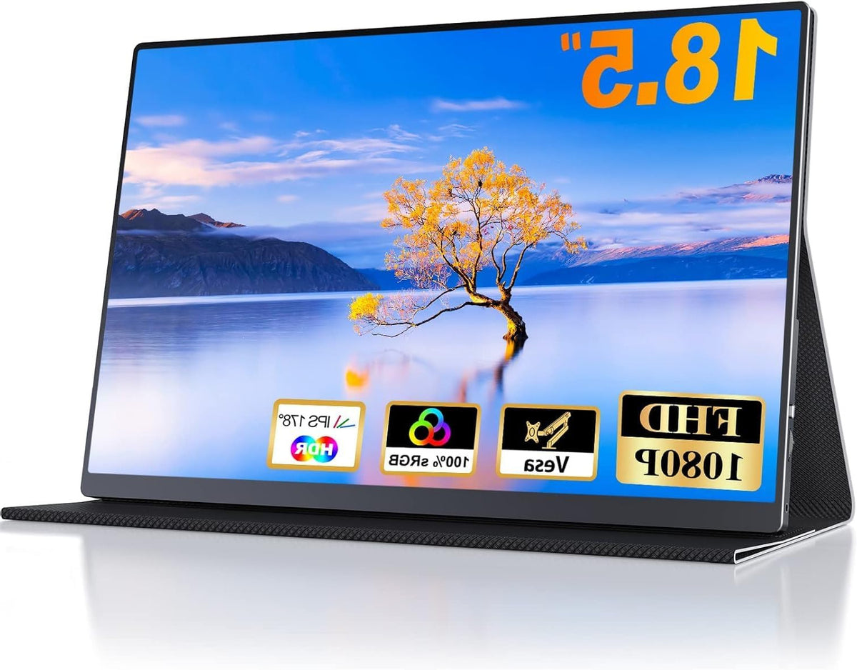 Portable Monitor 18.5 Inch 100Hz Portable Display Gaming Monitor with HDR 1080P 100% sRGB, IPS Screen USB C Mini HDMI for VESA, Laptop PC Mobile Phone PS4/5 Xbo - QUORE