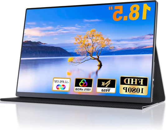 Portable Monitor 18.5 Inch 100Hz Portable Display Gaming Monitor with HDR 1080P 100% sRGB, IPS Screen USB C Mini HDMI for VESA, Laptop PC Mobile Phone PS4/5 Xbo - QUORE