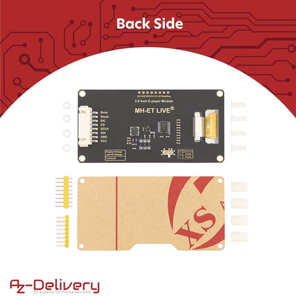 AZDelivery 5 x "2,9 inch ePaper Display Module, 296x128 e-Ink Display Module, low power consumption, SPI support, compatible with control boards and 3.3V/5V MCU interface