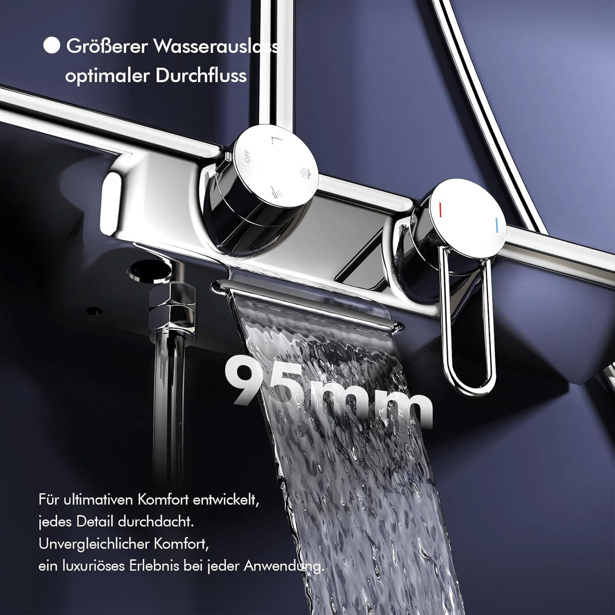 Douchesysteem – Douche Set – Regendouche – Handdouche – Watervaluitloop – Inclusief Glazen Plank – 5 Sproeistanden – 25 cm Regendouche