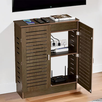 WiFi-router Opbergbox, WiFi-router Opbergkast met Verstelbare Planken, Geschikt Voor Kantoor- en Thuisgebruik (Walnoot, 70 x 50 x 25 cm)