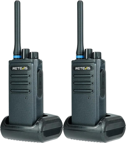 Retevis P1 Walkie Talkie DMR, Professionele Portofoon Lange Afstand, Bidirectionele Radio Superhet, Zenden Onderbreken Relais, 2500mAh Draagbare Radio Digitale voor Logistiek (zwart, 2 stuks)
