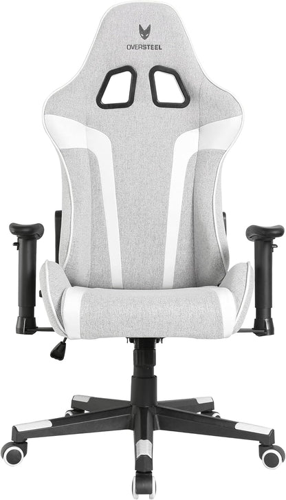 Oversteel - ULTIMET professionele gamestoel, ademende stof, 2D armleuningen, in hoogte verstelbaar, 180° verstelbare rugleuning, gaszuiger klasse 3, tot 120 kg, grijs/wit
