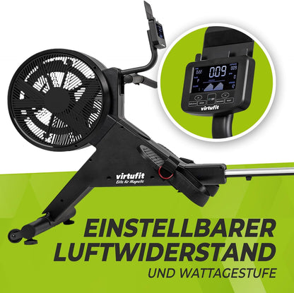 VirtuFit Elite Air Magnetic Rowing Machine - Rowing Machine - Foldable - Rower - LCD Display - 16 positions - QUORE