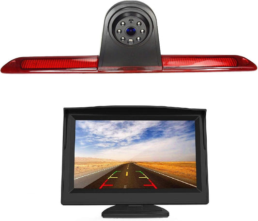 HD 720p derde dak remlicht camera remlicht parkeercamera achteruitrijcamera set nachtzicht + 4,3 inch monitor TFT-scherm vrachtwagen personendisplay voor Transit Jumbo F150/F250/F350 MK8 14-19