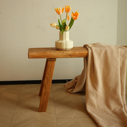 Massief houten bank van 160 cm, rustieke zitbank van natuurlijk hout, stabiele houten bank voor hal, eetkamer of slaapkamer