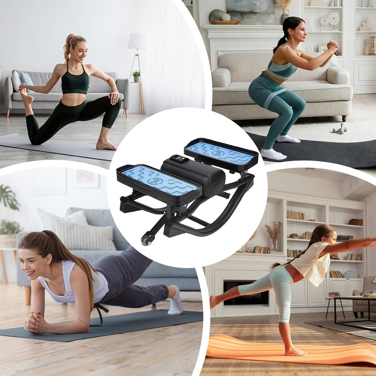 Rock Stepper trainingsapparaat - benen, billen, buikspieren en romp trainingsapparaat, zijdelingse stepper - voor vrouwen en mannen, voor thuis, woning, slaapzaal sportschool - QUORE