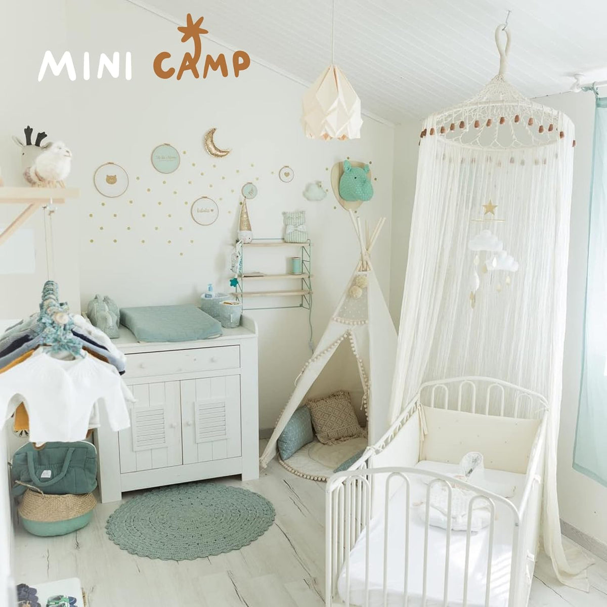 MINICAMP Originele tipi-tent voor kinderen, handgemaakt natuurlijk canvas en houten speelhuis voor kinderen en peuters, indoor logeerpartijtje speeltent voor meisjes en jongens, extra stabiele