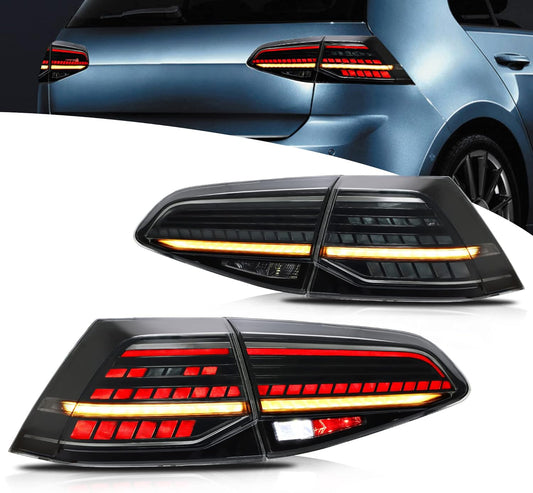 VLAND Achterlichten compatibel met Golf 7 Golf 7.5 hatchback 2013-2020 [niet voor Variant Combi], met E-markering, 1 set (zwart)