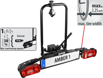 Fietsendrager voor Trekhaak – Fietsdrager – Bike Carrier – Fietsdrager E-bike – Enkelvoudige Fietsendrager – Geschikt voor 1 Fiets – Snelspanner met Slot – Geschikt voor Oversized Frames