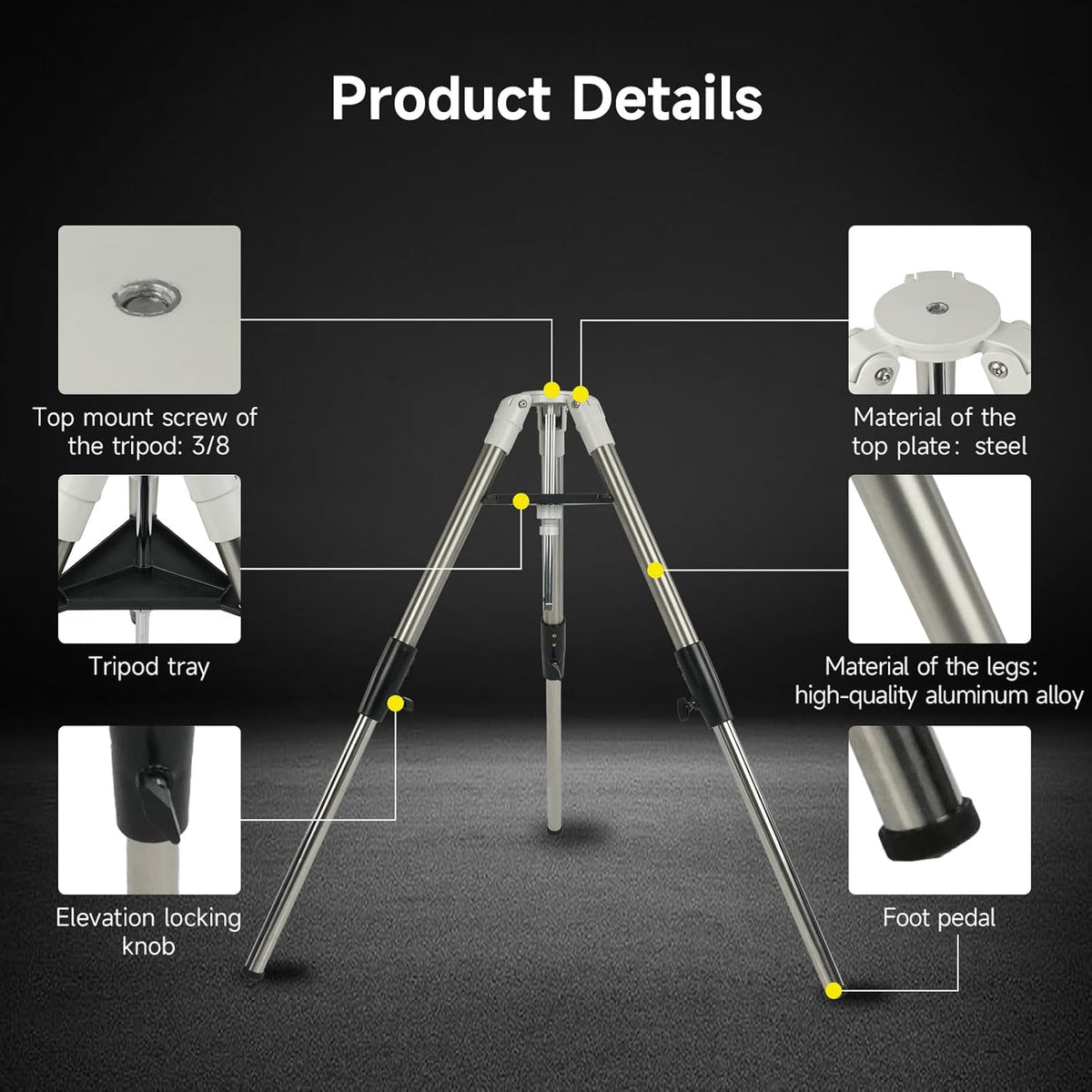 Svbony SV225T Astronomical Telescope Tripod, Extendable Aluminum Tripod, Portable Telescope Accessories, Compatible with SV225 Series Alt-Azimuth Mounts, Ideal for Astronomical - QUORE