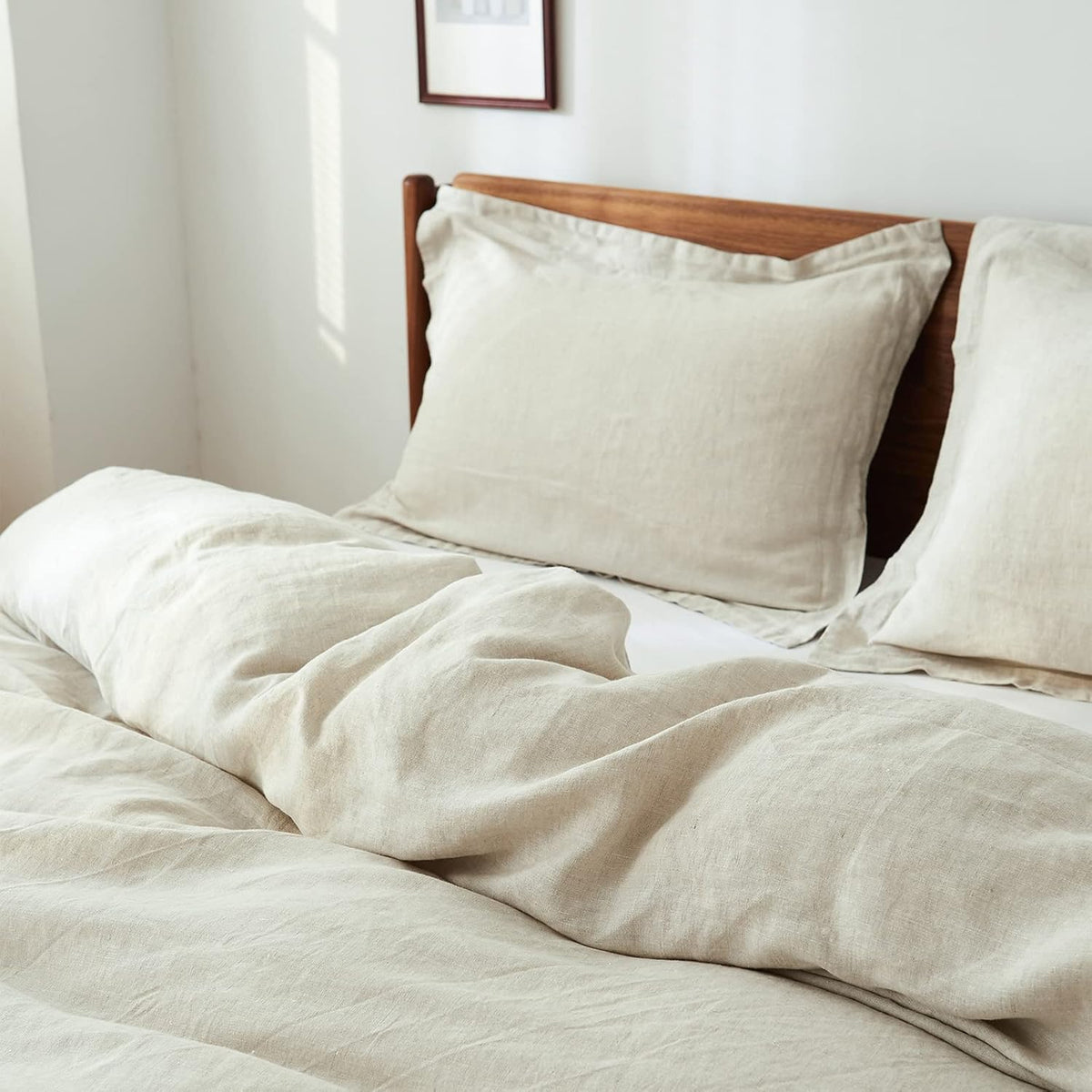 Simple&Opulence King-Grootte Duvet Cover Set - 100% Linnen Duvet Cover - 1 Ademt Soft Deken met 2 Kussenhoes - Luxueus Hypoallergene Vlas Linnen Beddengoed - Hennepkleurig