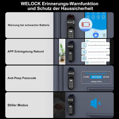 Slim Deurslot – Elektronisch Deurslot – Vingerafdrukslot – RFID Deurslot – Digitale Cilinder – 6-in-1 Ontgrendeling – Eenvoudige Installatie voor 50-90 mm Deurdikte