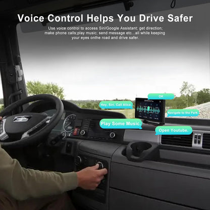 Apple CarPlay & Android Auto draagbare autoradio draadloze digitale media-ontvanger, navigatieapparaat voor auto met 4K Bluetooth-frontcamera/FM-zender/spraakbesturing/Google/GPS/AUX
